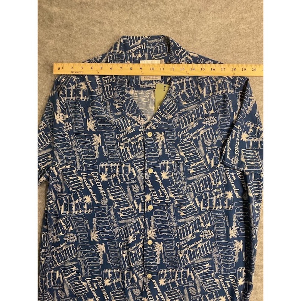 NWT Goodfellow & Co Mens Blue Florida Los Angeles Graphic Vacation Camp Shirt XL - Picture 4 of 10
